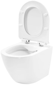 Rea Carter Rimless, závesné WC misa 490x370x325 mm + toaletné WC sedadlo, biela lesklá, REA-C1400