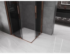 Mexen Velar Duo, sprchový kút s posuvnými dverami 100 x 90 cm, 8mm šedé sklo, ružové zlato, 871-100-090-42-60