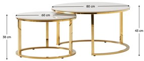 Set 2ks konferenčných stolíkov Disponer (mramor svetlý + zlatá) . Vlastná spoľahlivá doprava až k Vám domov. 1116298