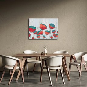 Obraz - Vlčie maky - petrolej (70x50 cm)