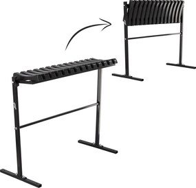 Garden Line SKLADACIA LAVICA, DĹŽKA 86 CM, S OPOROU PRE NOHY – ČIERNA *8305
