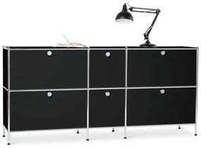 Veľká kovová odkladacia skrinka »CN3« so 6 výklopnými priehradkami, čierna