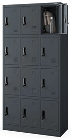 Kovová BHP desiatová skrinka MARCIN, 900 x 1850 x 400 mm, antracitová