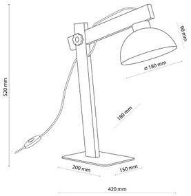 Stolná lampa OSLO 1xE27/15W/230V borovica/čierna