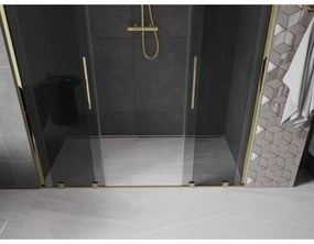 Mexen Velar Duo, posuvné sprchové dvere do otvoru 200 cm, 8mm šedé sklo, zlatá lesklá, 871-200-000-42-50