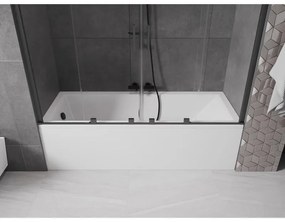 Mexen Velar Duo, 2-krídlová posuvná vaňová zástena 170 x 150 cm, 8mm číre sklo, grafitový matný profil, 896-170-000-02-66