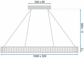 Toolight Toolight, LED stropné svietidlo 100x30 cm, 22W, APP1508-CP, zlatá matná, OSW-06971