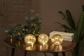 Vianočná stolová lampa zlatá 10 cm vrátane LED sady 3 - Lua
