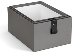 Sivé kartónové úložné boxy v súprave 3 ks 20,5x29,5x14,5 cm Aston Paper Laminate – Bigso