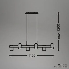 Briloner 4059065 - Závesný luster na lanku ERA 6xGU10/10W/230V čierny
