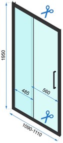 Rea Rapid Slide - sprchovací kút s posuvnými dverami 100(dvere) x 90(stena), číre sklo, čierny profil, KPL-09854