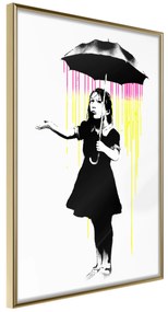 Artgeist Plagát - Girl with Umbrella [Poster] Veľkosť: 20x30, Verzia: Zlatý rám