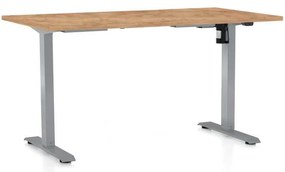 Výškovo nastaviteľný stôl OfficeTech A, 120 x 80 cm, sivá podnož, dub kraft