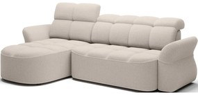Béžová rozkladacia/s úložným priestorom rohová pohovka z textílie buklé (ľavý roh/s leňoškou) Beneth – ELTAP