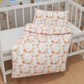Biante Detské bavlnené posteľné obliečky do postieľky Sandra SA-523 Líšky a sovy na bielom Do postieľky 100x135 a 40x60 cm
