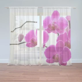 Sablio Záclony Fialové Orchidey: 2ks 150x250cm