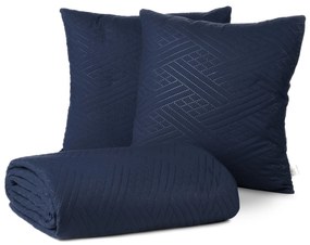 SADA PREHOZ NA POSTEĽ + OBLIEČKA NA VANKÚŠ BONI4 200X220 CM, 2 KS 40X40 CM TMAVOMODRÁ