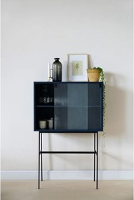 Tmavomodrá vitrína s posuvnými dverami 70x109x40 cm Lekko – noo.ma