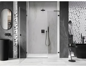 Mexen Lunar-B, L výklopné ľavé sprchové dvere 140 cm, číre sklo, čierny profil, 832SL-140-050-70-00-L