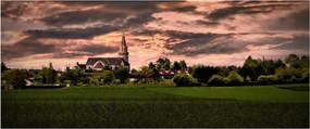Obraz krajiny s kostolom (120x50 cm)
