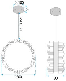 Toolight Toolight, závesné LED osvetlenie 20cm, 14W, 3000K, LHJ098-CP, zlatá, OSW-60043