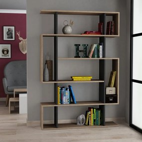 Antracitovosivá/v prírodnej farbe knižnica v dekore duba 108,5x161 cm Mito – Homitis