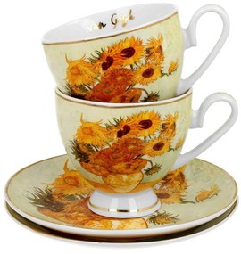 Porcelánová šálka na nohe s podšálkou Van Gogh Sunflowers 220 ml sada 2ks