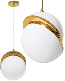 Toolight, závesná stropná lampa akrylová guľa 1xE27 APP481-1CP, biela-zlatá, OSW-00598