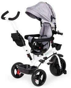 Sivá otočná trojkolka so strieškou Ecotoys