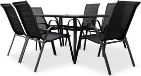 Noela Záhradný jedálenský set Klaudia čierny + 6x kovová stolička Ramada