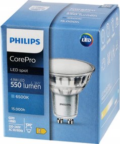 SADA 3x žiarovka Philips GU10 4,9W 550lm 112lm/W 6500K EyeComfort CorePro