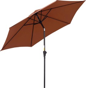 Záhradný slnečník Outsunny s bočným stojanom, s kľukou, hliník 180 g/m² polyester, oceľ, Káva Ø2,6 x 2,35 m | Aosom