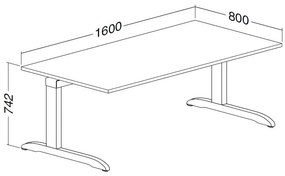Stôl ProOffice C 80 x 160 cm, buk