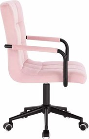 LuxuryForm DESIGN Otočná stolička VERONA BLACK VELUR na čiernej podstave s kolieskami - ružová