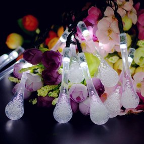 Bezdoteku LEDSolar 20 vianočné solárne reťaz kvapky studená biela, IPRO, 2W, studená biela