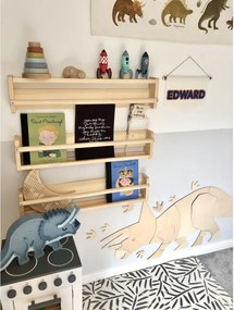 Drevená nástenná dekorácia Origami Triceratops – dinosaurus do detskej izby S