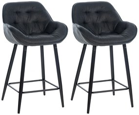 Barová stolička Gibson (SET 2 ks) ~ látka, kovové nohy čierne - Tmavo sivá