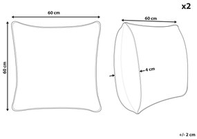 Sada 2 buklé vankúšov 60 x 60 cm sivá LEUZEA Beliani