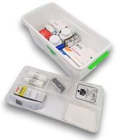 Lekárnička, úložný box na lieky s vnoreným organizérom, 2v1, s rúčkou, antibakteriálna, 8l