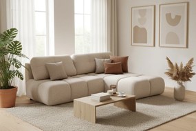 Rozkladacia rohová sedačka Lerio pravá - svetlobéžová hydrofóbna pletenina Blur 02