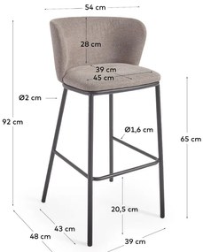 Svetlohnedá barová stolička (výška sedadla 65 cm) Ciselia – Kave Home