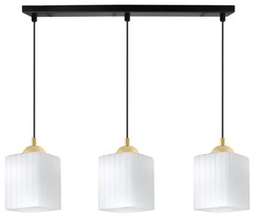 Závesné svietidlo Riffle Square, 3x biele sklenené tienidlo, b/g