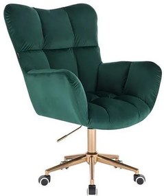 LuxuryForm DESIGN Otočné kreslo AURORA VELUR na zlatej podstave s kolieskami - zelené