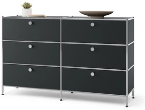 Kovová komoda »CN3« so 6 zásuvkami, čierna