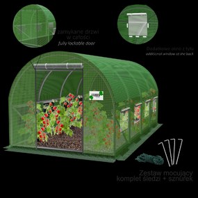 Garden Line 4-dielny zelený fóliový záhradný tunel NEW SOLUTION 4 x 2,5 x 2 m