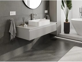 Mexen Rivel, kúpeľňová skrinka 120 cm s pracovnou doskou, 1 zásuvka, drážkovaná, matná sivá, 91A20-12023-1-BFC62