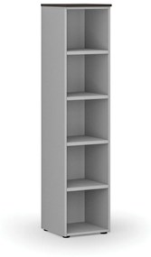Kancelársky regál PRIMO GRAY, 1781 x 400 x 420 mm, sivá/wenge