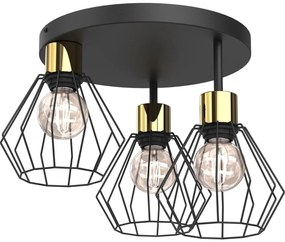 Stropné svietidlo PARKLA 3xE27/15W/230V čierna/zlatá