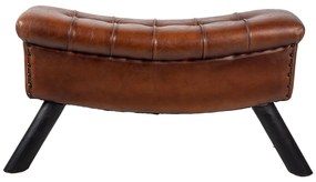 Hnedá kožená lavica Miquel - 91 * 30 * 46 cm