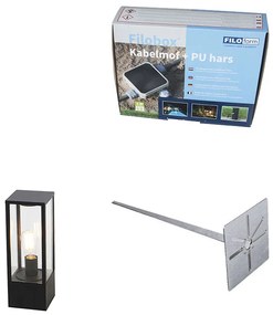 Stojaca vonkajšia lampa čierna 40 cm so zemným hrotom a káblovou žľabkou - Charlois